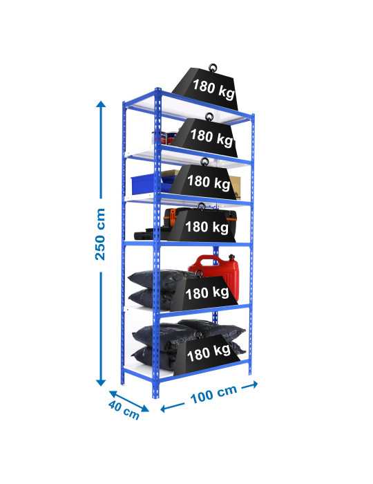 Estanteria 2500x1000x400 SIMONCLICK PLUS 6/400 AZUL/BLANCO marca SIMONRACK