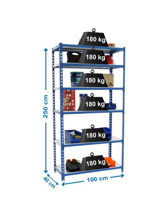 Estanteria 2500x1000x400 SIMONCLICK PLUS 6/400 AZUL/GALVA marca SIMONRACK