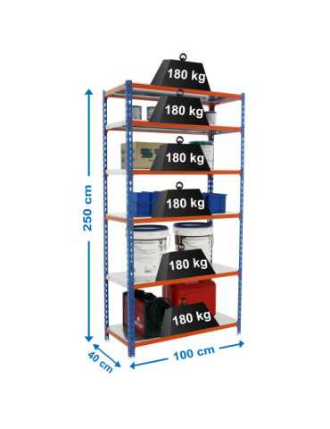 Estanteria 2500x1000x400 SIMONCLICK PLUS 6/400 AZUL/NARANJA/GALVA marca SIMONRACK