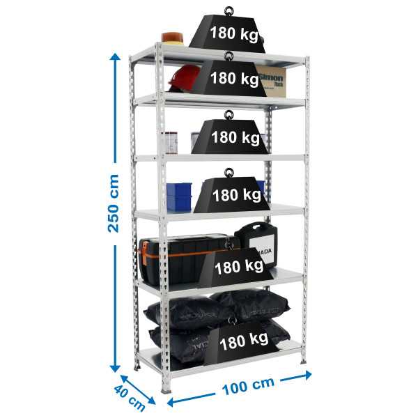 Estanteria 2500x1000x400 SIMONCLICK PLUS 6/400 GALVA/GALVA marca SIMONRACK