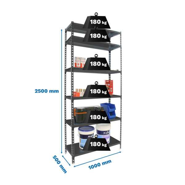 Estanteria 2500x1000x500 SIMONCLICK PLUS 6/500 ANTRACITA/ANTRACITA marca SIMONRACK