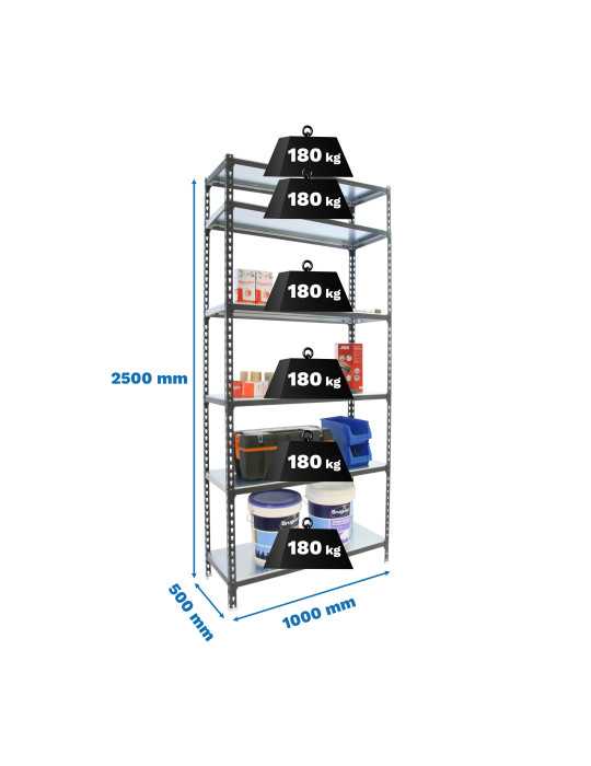 Estanteria 2500x1000x500 SIMONCLICK PLUS 6/500 ANTRACITA/GALVA marca SIMONRACK