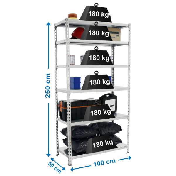 Estanteria 2500x1000x500 SIMONCLICK PLUS 6/500 GALVA/GALVA marca SIMONRACK