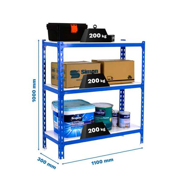 Estanteria 1000x1100x300 SIMONCLICK SUPERPLUS 3/300 1000 AZUL/BLANCO marca SIMONRACK
