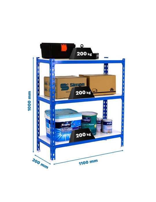 Estanteria 1000x1100x300 SIMONCLICK SUPERPLUS 3/300 1000 AZUL/BLANCO marca SIMONRACK