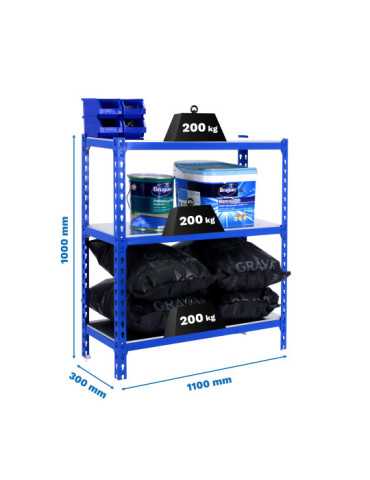 Estanteria 1000x1100x300 SIMONCLICK SUPERPLUS 3/300 1000 AZUL/GALVA marca SIMONRACK