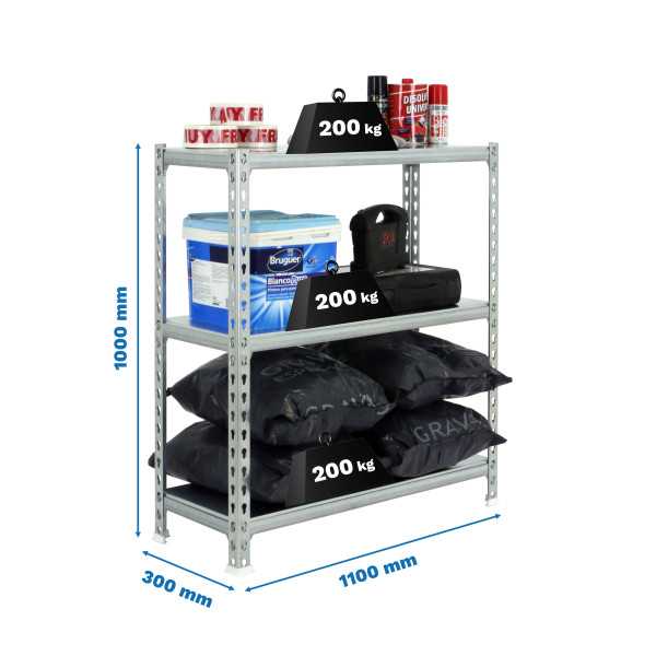 Estanteria 1000x1100x300 SIMONCLICK SUPERPLUS 3/300 1000 GALVA/GALVA marca SIMONRACK