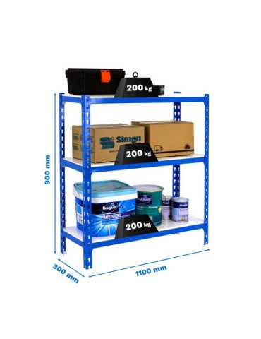 Estanteria 900x1100x300 SIMONCLICK SUPERPLUS 3/300 900 AZUL/BLANCO marca SIMONRACK