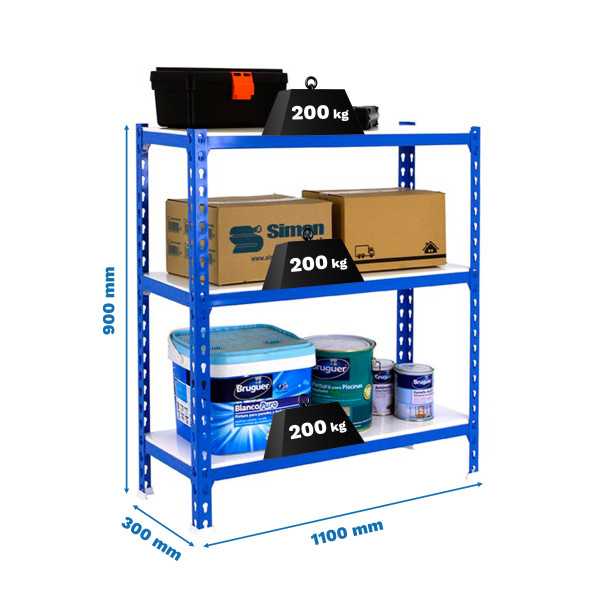 Estanteria 900x1100x300 SIMONCLICK SUPERPLUS 3/300 900 AZUL/BLANCO marca SIMONRACK