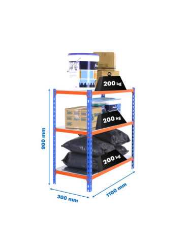 Estanteria 900x1100x300 SIMONCLICK SUPERPLUS 3/300 900 AZUL/NARANJ/GAL marca SIMONRACK