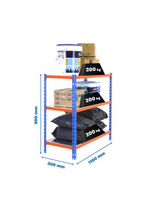 Estanteria 900x1100x300 SIMONCLICK SUPERPLUS 3/300 900 AZUL/NARANJ/GAL marca SIMONRACK