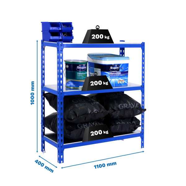 Estanteria 1000x1100x400 SIMONCLICK SUPERPLUS 3/400 1000 AZUL/GALVA marca SIMONRACK