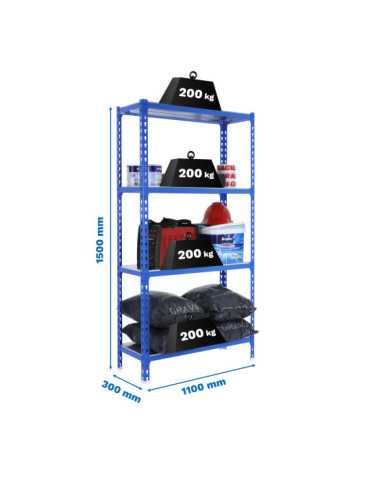 Estanteria 1500x1100x300 SIMONCLICK SUPERPLUS 4/300 1500 AZUL/GALVA marca SIMONRACK