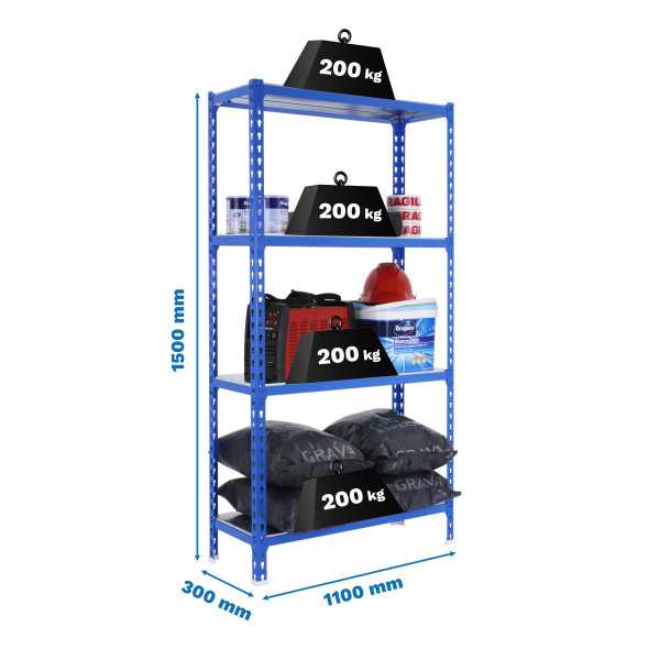 Estanteria 1500x1100x300 SIMONCLICK SUPERPLUS 4/300 1500 AZUL/GALVA marca SIMONRACK