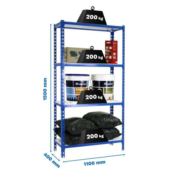 Estanteria 1500x1100x400 SIMONCLICK SUPERPLUS 4/400 1500 AZUL/BLANCO marca SIMONRACK