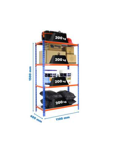 Estanteria 1500x1100x400 SIMONCLICK SUPERPLUS 4/400 1500 AZUL/NARA/GALV marca SIMONRACK