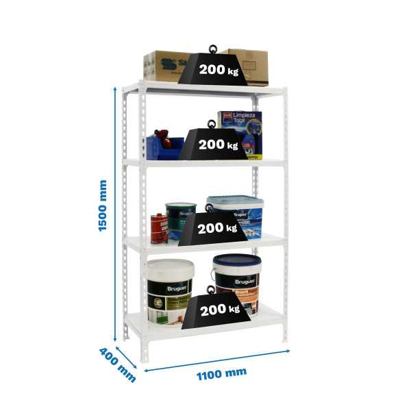 Estanteria 1500x1100x400 SIMONCLICK SUPERPLUS 4/400 1500 BLANCO/BLANCO marca SIMONRACK