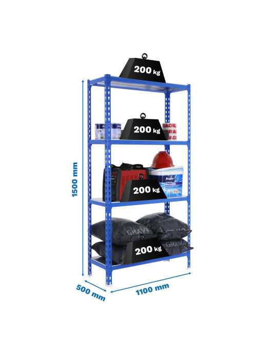 Estanteria 1500x1100x500 SIMONCLICK SUPERPLUS 4/500 1500 AZUL/GALVA marca SIMONRACK
