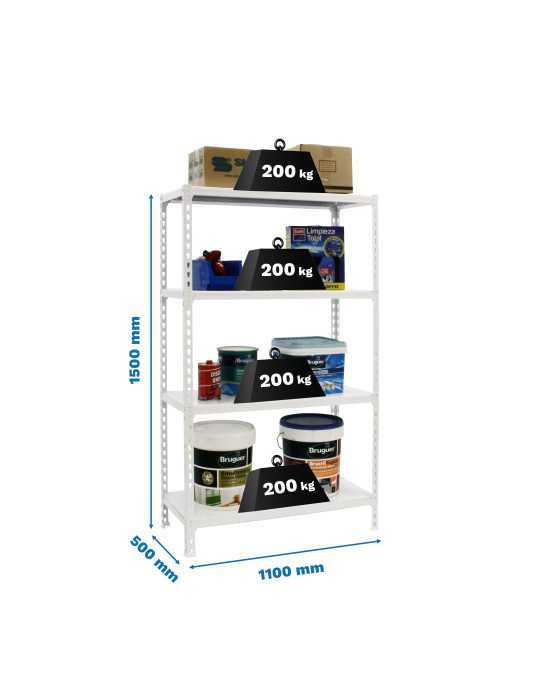 Estanteria 1500x1100x500 SIMONCLICK SUPERPLUS 4/500 1500 BLANCO/BLANCO marca SIMONRACK