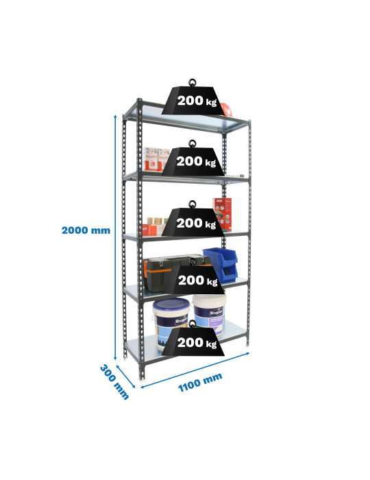 Estanteria 2000x1100x300 SIMONCLICK SUPERPLUS 5/300 ANTRACITA/GALVA marca SIMONRACK