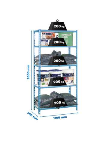 Estanteria 2000x1100x300 SIMONCLICK SUPERPLUS 5/300 AZUL/BLANCO marca SIMONRACK