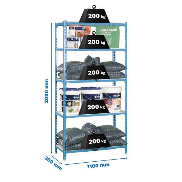Estanteria 2000x1100x300 SIMONCLICK SUPERPLUS 5/300 AZUL/BLANCO marca SIMONRACK