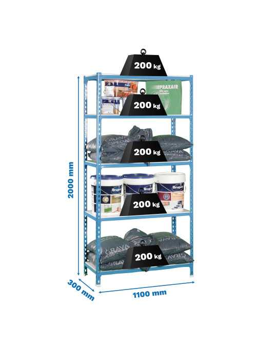 Estanteria 2000x1100x300 SIMONCLICK SUPERPLUS 5/300 AZUL/BLANCO marca SIMONRACK