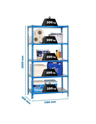 Estanteria 2000x1100x300 SIMONCLICK SUPERPLUS 5/300 AZUL/GALVA marca SIMONRACK