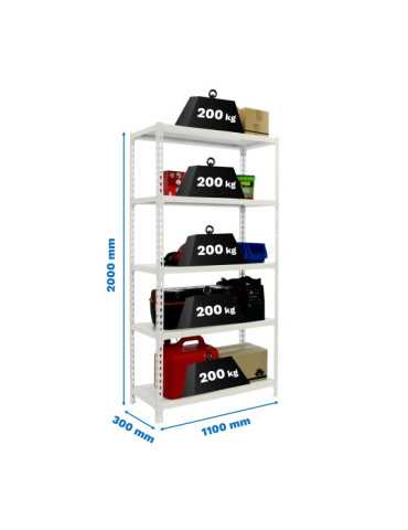 Estanteria 2000x1100x300 SIMONCLICK SUPERPLUS 5/300 BLANCO/BLANCO marca SIMONRACK