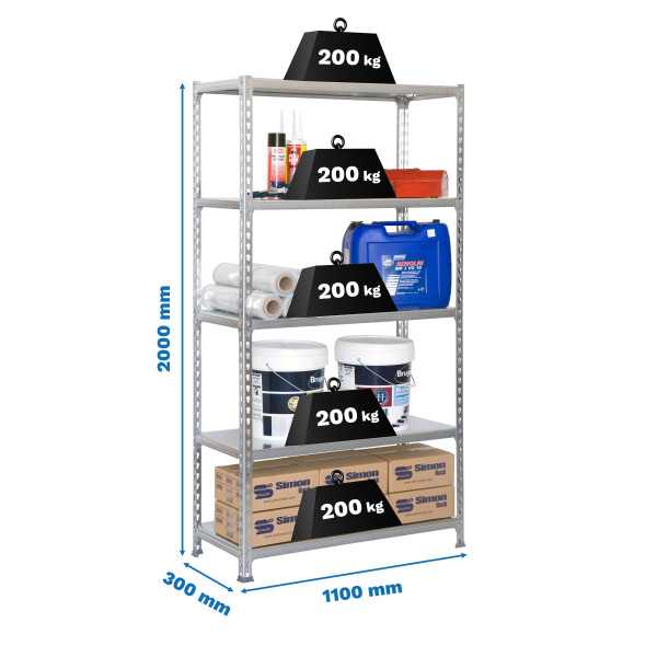 Estanteria 2000x1100x300 SIMONCLICK SUPERPLUS 5/300 GALVA/GALVA marca SIMONRACK