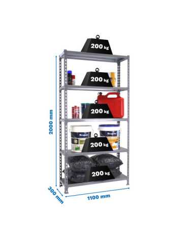 Estanteria 2000x1100x300 SIMONCLICK SUPERPLUS 5/300 GRIS/GRIS marca SIMONRACK