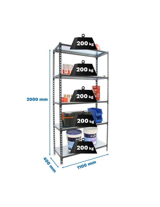 Estanteria 2000x1100x400 SIMONCLICK SUPERPLUS 5/400 ANTRACITA/BLANCO marca SIMONRACK