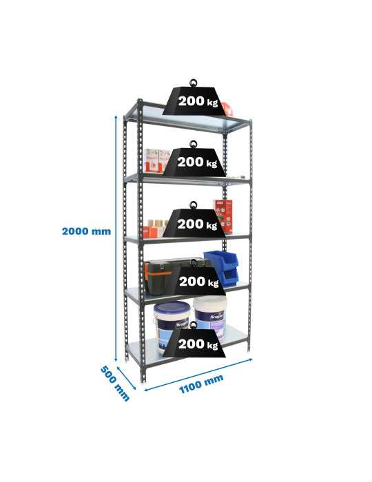 Estanteria 2000x1100x500 SIMONCLICK SUPERPLUS 5/500 ANTRACITA/BLANCO marca SIMONRACK