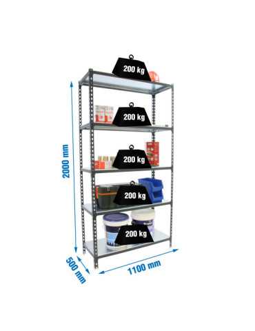 Estanteria 2000x1100x500 SIMONCLICK SUPERPLUS 5/500 ANTRACITA/GALVA marca SIMONRACK