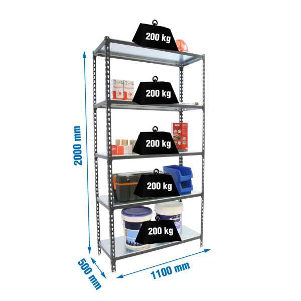 Estanteria 2000x1100x500 SIMONCLICK SUPERPLUS 5/500 ANTRACITA/GALVA marca SIMONRACK