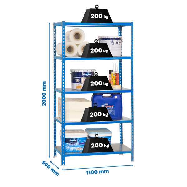 Estanteria 2000x1100x500 SIMONCLICK SUPERPLUS 5/500 AZUL/GALVA marca SIMONRACK
