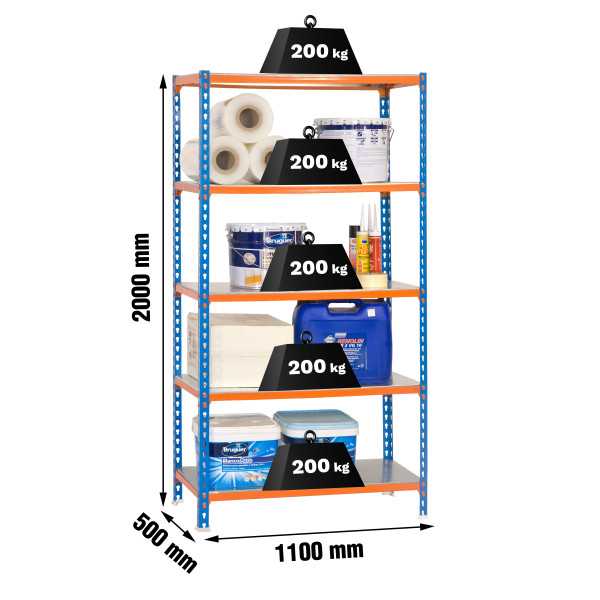 Estanteria 2000x1100x500 SIMONCLICK SUPERPLUS 5/500 AZUL/NARANJA/GALVA marca SIMONRACK