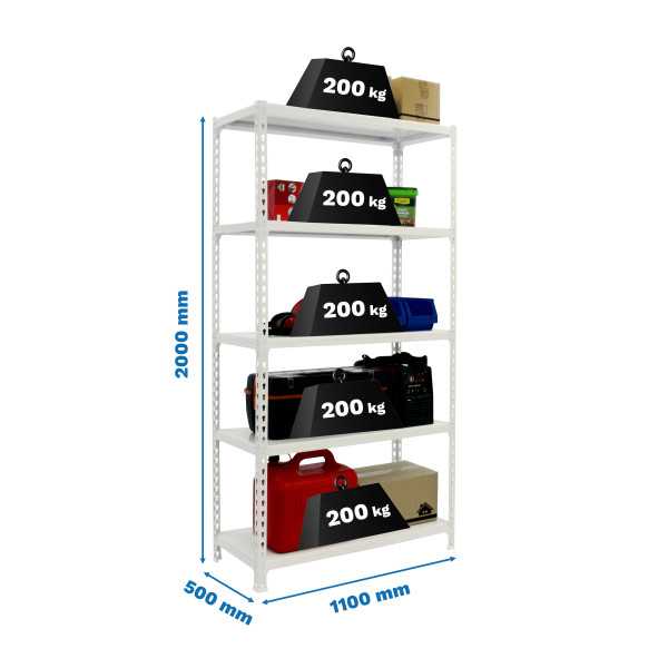 Estanteria 2000x1100x500 SIMONCLICK SUPERPLUS 5/500 BLANCO/BLANCO marca SIMONRACK