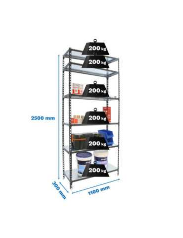 Estanteria 2500x1100x300 SIMONCLICK SUPERPLUS 6/300 ANTRACITA/GALVA marca SIMONRACK