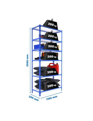 Estanteria 2500x1100x300 SIMONCLICK SUPERPLUS 6/300 AZUL/BLANCO marca SIMONRACK