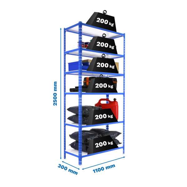 Estanteria 2500x1100x300 SIMONCLICK SUPERPLUS 6/300 AZUL/BLANCO marca SIMONRACK