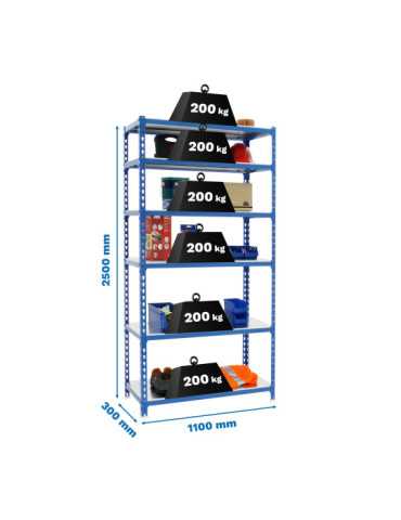 Estanteria 2500x1100x300 SIMONCLICK SUPERPLUS 6/300 AZUL/GALVA marca SIMONRACK