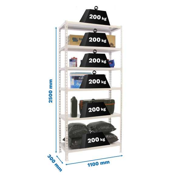 Estanteria 2500x1100x300 SIMONCLICK SUPERPLUS 6/300 BLANCO/BLANCO marca SIMONRACK