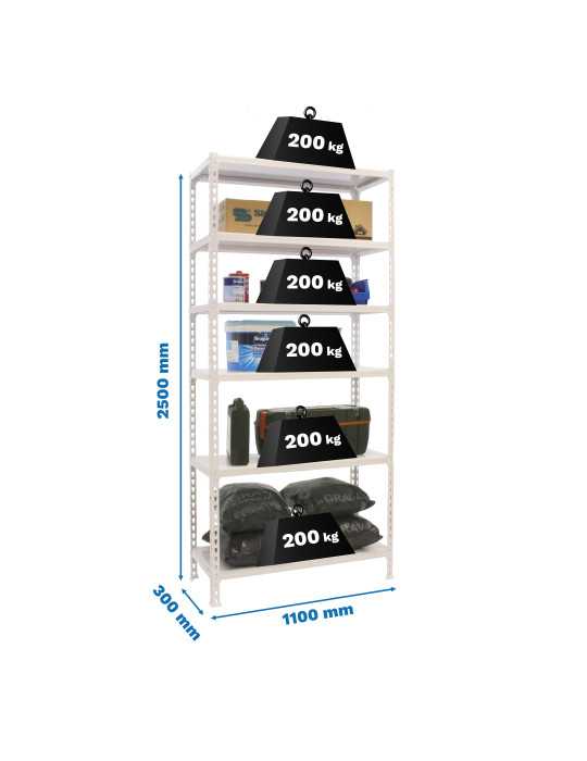 Estanteria 2500x1100x300 SIMONCLICK SUPERPLUS 6/300 BLANCO/BLANCO marca SIMONRACK