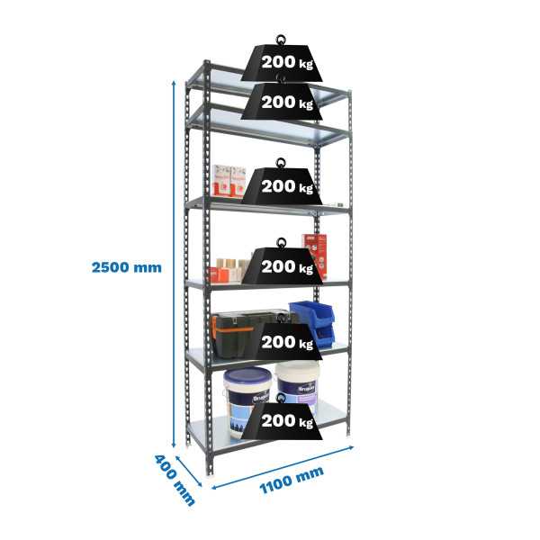 Estanteria 2500x1100x400 SIMONCLICK SUPERPLUS 6/400 ANTRACITA/GALVA marca SIMONRACK