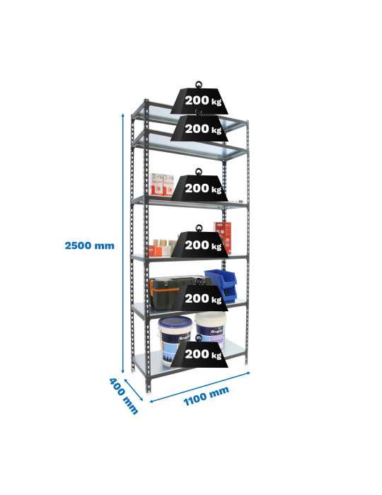 Estanteria 2500x1100x400 SIMONCLICK SUPERPLUS 6/400 ANTRACITA/GALVA marca SIMONRACK