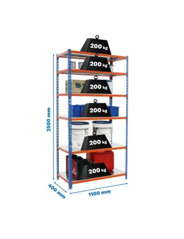 Estanteria 2500x1100x400 SIMONCLICK SUPERPLUS 6/400 AZUL/NARAN/GAL marca SIMONRACK