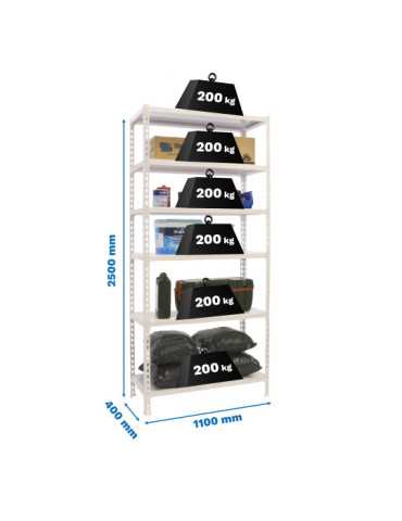 Estanteria 2500x1100x400 SIMONCLICK SUPERPLUS 6/400 BLANCO/BLANCO marca SIMONRACK