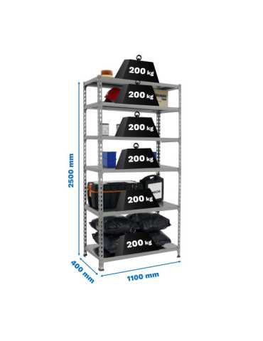 Estanteria 2500x1100x400 SIMONCLICK SUPERPLUS 6/400 GRIS/GRIS marca SIMONRACK