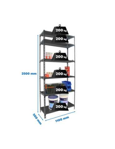 Estanteria 2500x1100x500 SIMONCLICK SUPERPLUS 6/500 ANTRACITA/ANTRACITA marca SIMONRACK